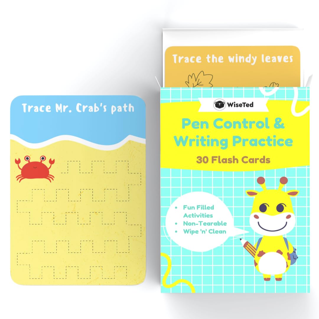 Wise Ted Pen Control Curves Lines And Dots Guide Reusable Flash Cards With Wipe N Clean Feature  30 Cards