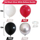 Red And Black Balloons, 60 Pcs Red Black And White Balloons Set With Metallic Silver Balloons, 12 Inch Red And Silver Balloons F