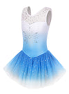 Eqsjiu Blue Gymnastics Dresses For Girls Dance Dresses Size 5-6 6-7 Years Old Diamond Snowflake Gradient Primary Student Ballet