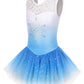 Eqsjiu Dance Dress Ballet Tutu Gymnastics Leotard With Skirts Dresses For Girls Size 9-10 Years Old Blue Snowflake Dance Perform