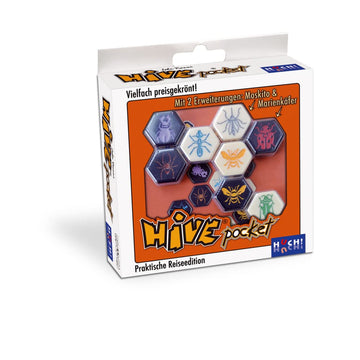Smart Zone Games Hive Pocket Portable Strategic Board Game For 2 Players – Includes Ladybug & Mosquito Expansions – Compact Travel Version Of The Award-Winning Hive Game