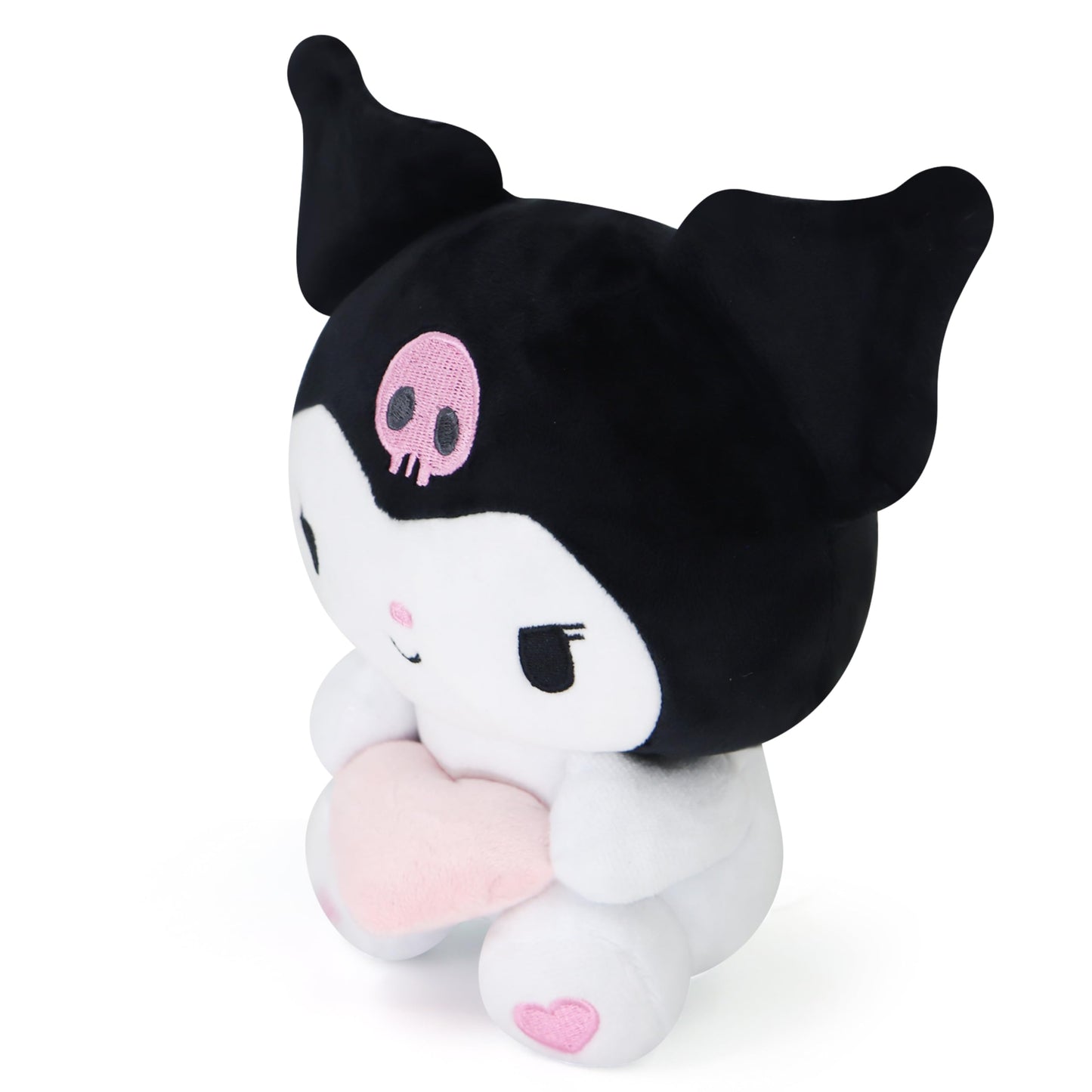 Coaqac Kawaii Plush Toy With Love Piloow, Soft Cartoon Plush, Theme Party Favor, Birthday Gift For Girls Boys (Black A)