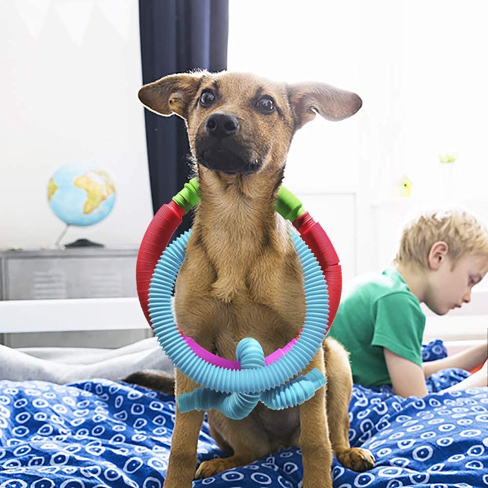 Pop Tubes Sensory Toys, Fidget Toys for Kids and Adults, Pop Multi-Color Tubes Sensory Toy (Medium-(6 Pack))