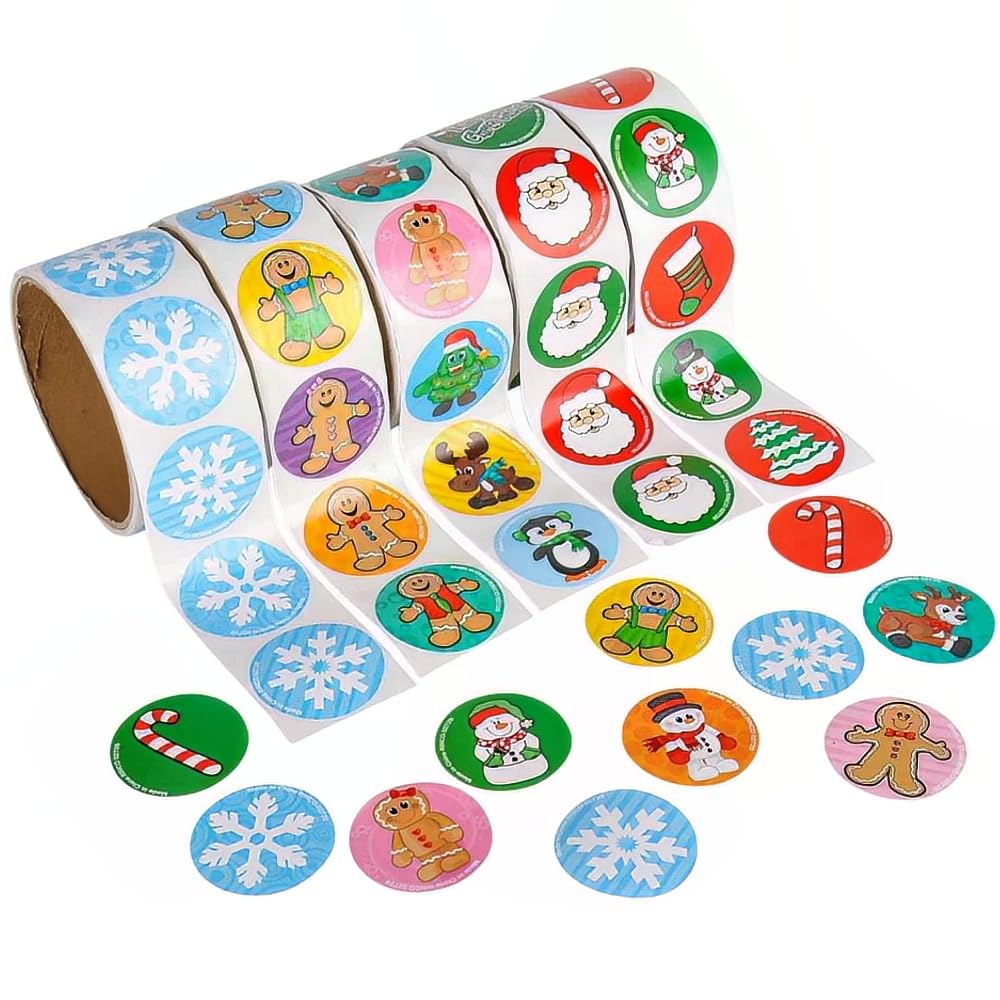 500 PC Holiday Stickers ROLL ASST