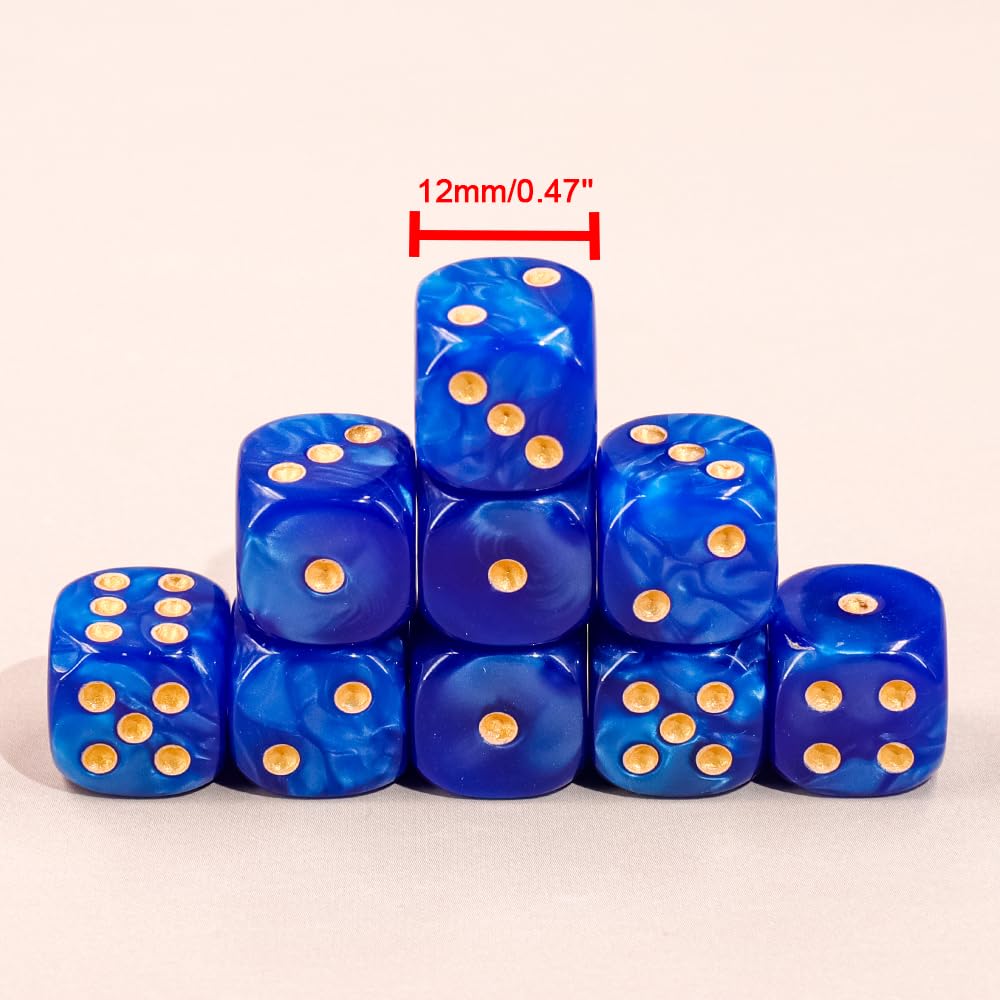 36 of Pack 12MM 6 Sided MINI Dice Set,Pearl Pattern Game Dice Set, 6 Sided Standard Dices for Yahtzee, Bunco or Teaching Math,wi