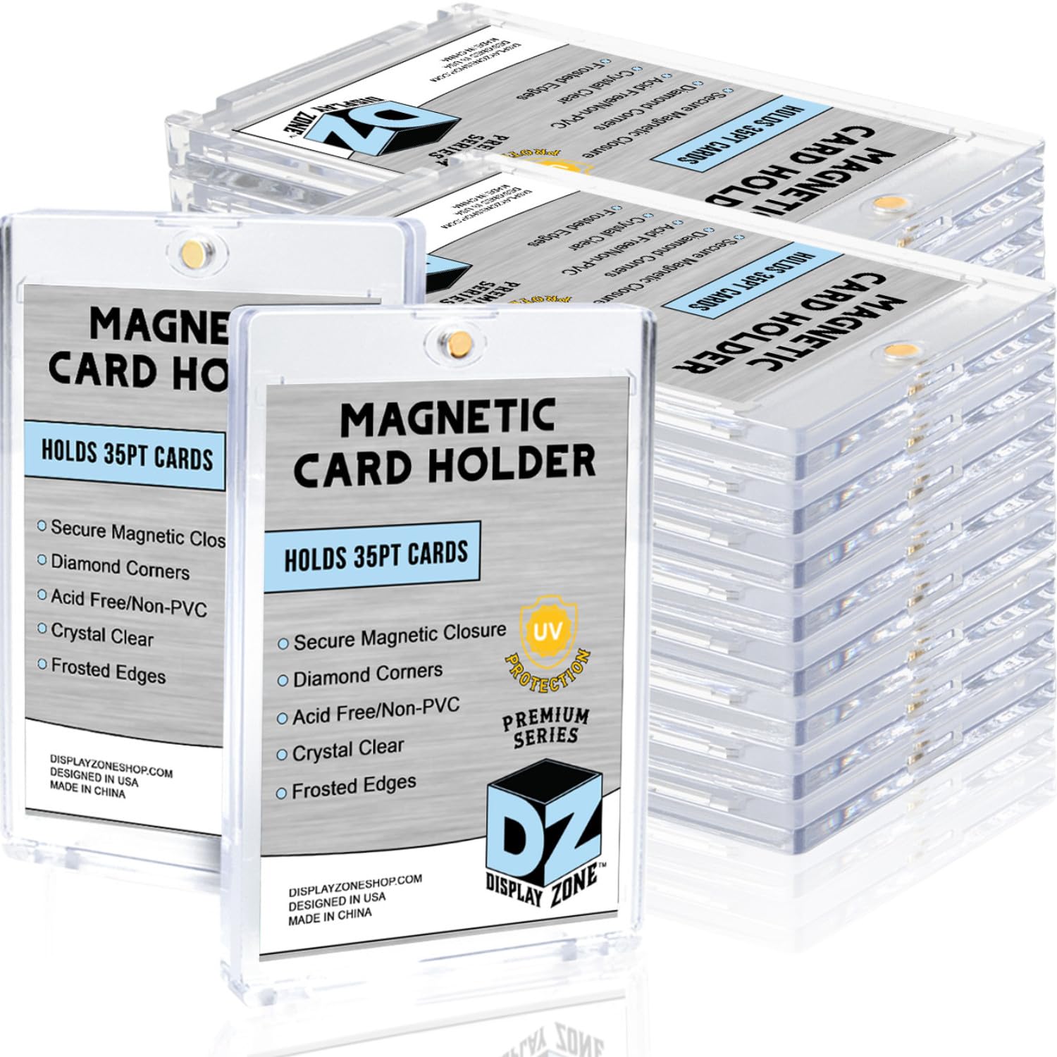 (Box 25) Display Zone 35Pt Magnetic Card Holder - Premium Protection For Your Trading Cards - One Touch Case Holds Sports, Gamin
