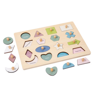 Montessori Toy For Babies 18-24 Months Wooden Shape Puzzles For Toddlers 1-3,Shape Peg Puzzles,Baby Puzzle 18-24 Months With Knob,Color & Shape Sorter For Toddlers(16 Geometric Shapes)