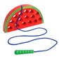 Skrtuan Wooden Lacing Threading Toys Wood Block Puzzle Car Airplane Travel Game Montessori Early Development Fine Motor Skills Educational Gift For 3 4 5 Years Old Toddlers Baby Kids, 1 Watermelon