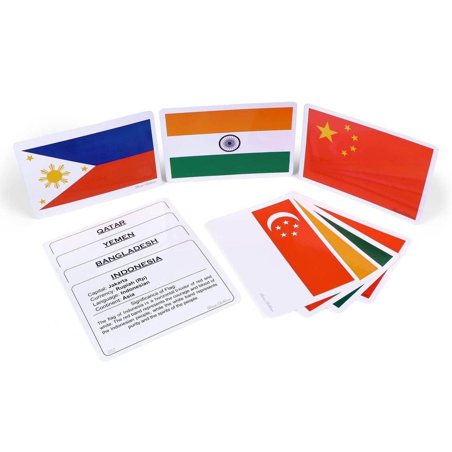 Sharp Children Big Size Language_Skills Flags Flash Cards For Kids, Wipe And Clean, Laminated Activity Flash Cards