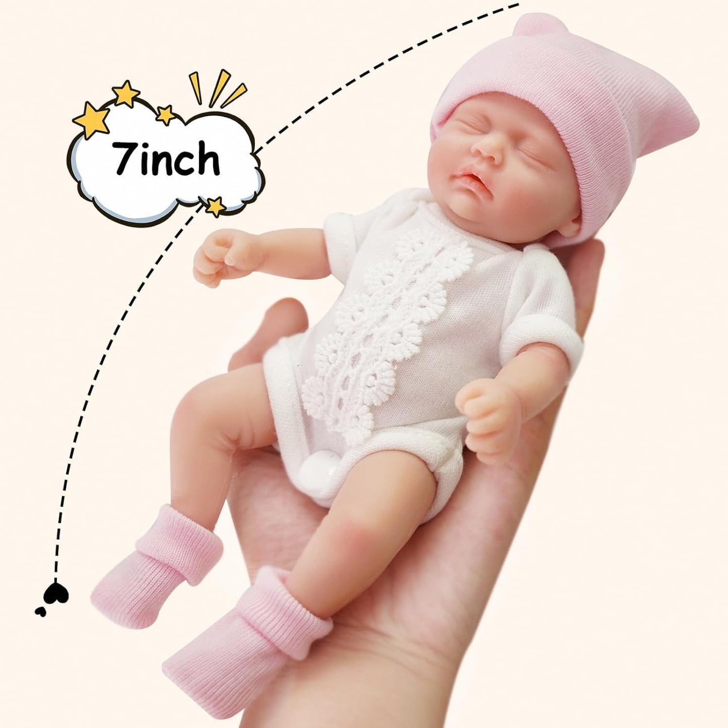 Mire & Mire Reborn Baby Dolls 7 Inch Silicone Doll Mini Realistic Newborn Baby Dolls Silicone Full Body Stress Relief Hand Made(