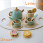 Wooden Tea Party Set for Little Girls Toys, Pretend Play Kids Tea Set for Toddlers Wood Toys, Wooden Play Food Kitchen Accessori