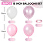 Pink Balloons Set, 12 Inch Metallic Pink Balloons Light Pink And White Latex Balloons Pastel Macaron Pink Party Decoration Heliu