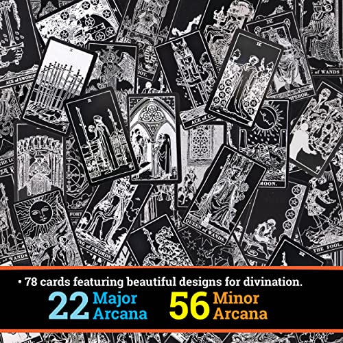 Prophet Silver Foil Tarot Cards Deck,78 Original Tarot Cards Fortune Telling Game with Guide Book for Beginners,Tarot Cards Stan