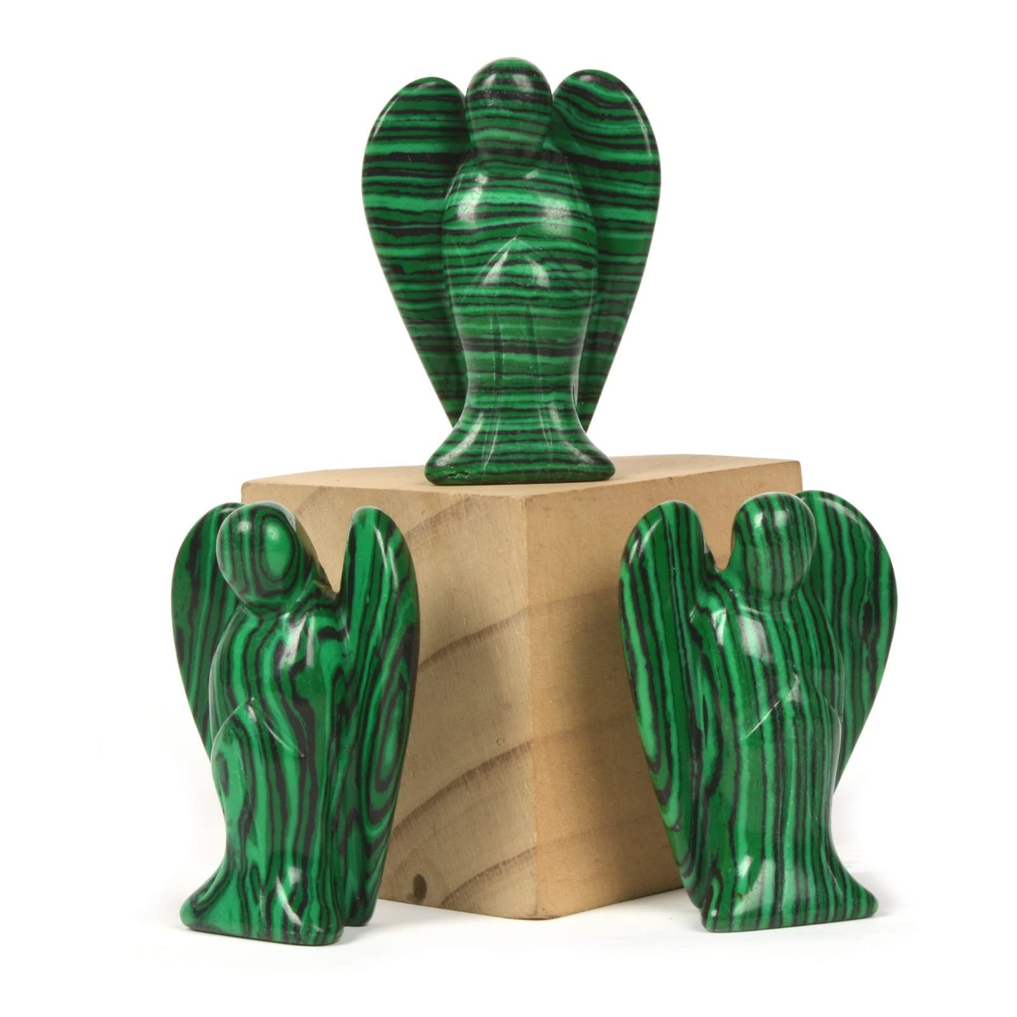 Justinstones Carved Synthetic Malachite Gemstone Peace Angel Pocket Guardian Angel Healing Statue 2 Inch