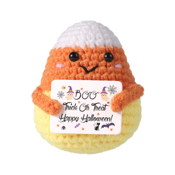 TOYMIS Positive Candy Corn  enhanced Woolen Knitted Positive Doll Cute Candy Corn Shape Positive Crochet Doll Suitable for Parties Halloween Presents Decoration Supplies(Colorful)  Medium