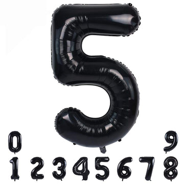 Toniful 40 Inch Black Large Numbers Balloons0-9,Number 5 Digital 5 Helium Balloons,Foil Mylar Big Number Balloons For Birthday P
