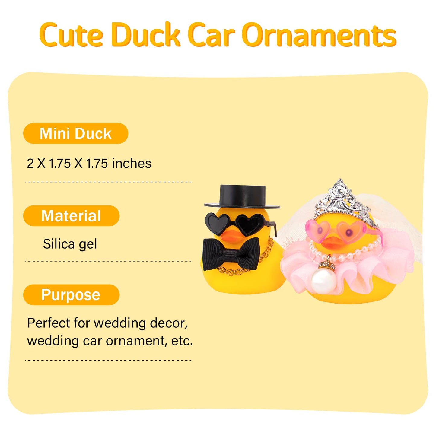 wonuu Pair Set of 2 Wedding Rubber Ducks  Bride Groom Duckies Marriage Rubber Duck Mini Couple Ducky for Ceremony Gift Souvenir Marry Blessings Elegant Heartwarming Present  Pink