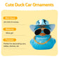 Wonuu Car Rubber Duck, Dashboard Decoration with Laser Cowboy Hat, Diamond Glasses, Necklace, Squeaks, Blue, 2'' Duck