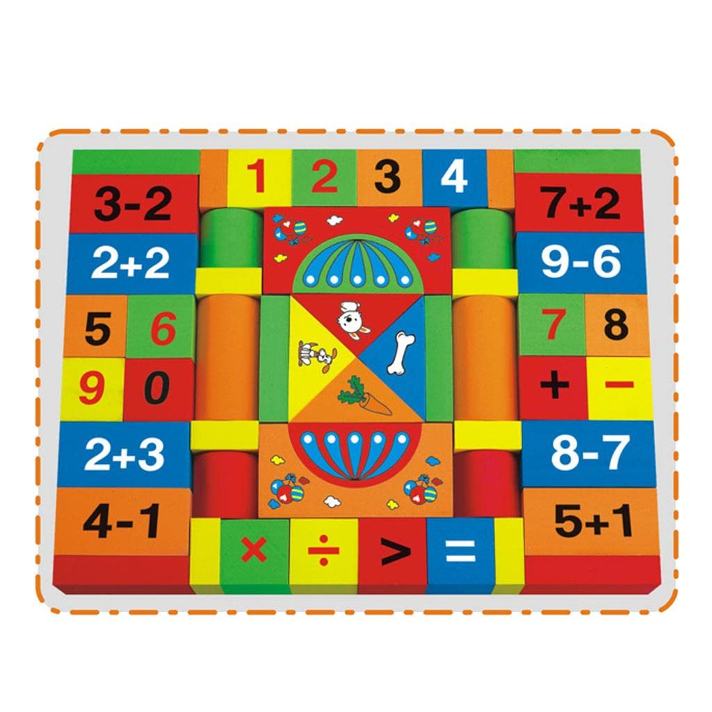 Merishopp 52Pcs Eva Soft Building Blocks Set Stacking Game Math Toys For Kids Toddler|1 Wooden Building Blocks Set