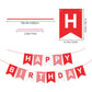 Eaezerav Happy Birthday Banner - Red Paper Bunting Sign for Kids' Parties, Tea Party, Christmas & Thanksgiving Decor