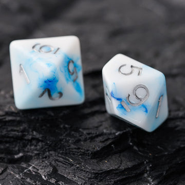 Hddais Polyhedral Dice Sets 7-Die Rpg White Dnd Dice For Dungeons And Dragons Role Playing Games And Tabletop Game (White Blue)