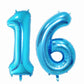 KEYYOOMY 40 Inch Blue Number 16 Balloons Large 16th Birthday Number Balloons for Birthday Anniversary Party Decorations