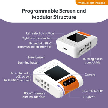 Matatastudio Ai Vision Kit For Vincibot With A 180 Flip Camera, Programmable Screen And Modular Structure Can Add 7 Visual Funct