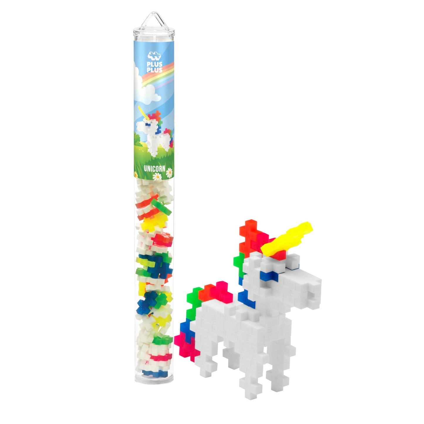 Plus Plus 3D Figure Building Block Set, Fun Stem Toys For Kids, 70 Interlocking Pieces - Unicorn Mini Maker Tube