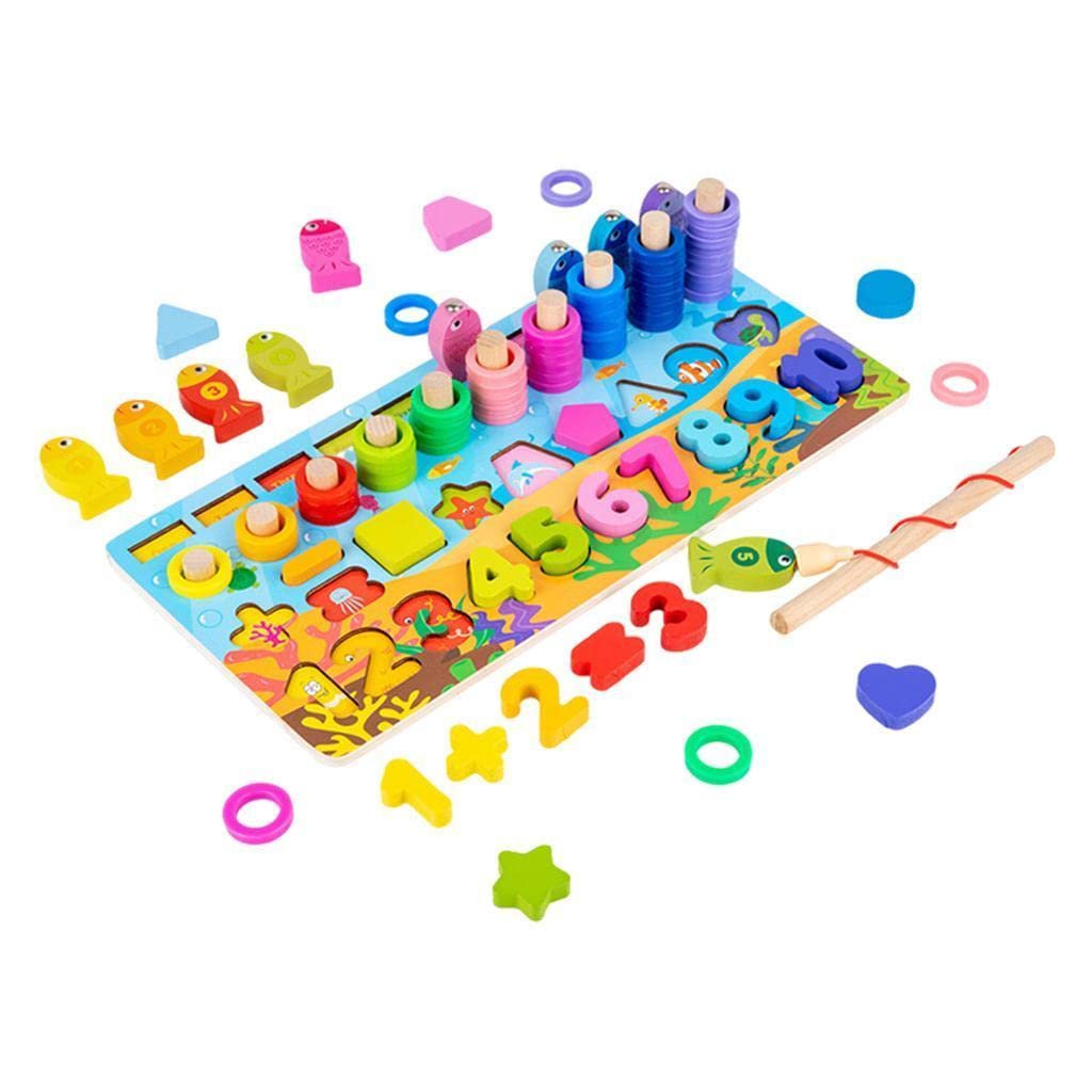 MerishoppMontessori Toy Wooden Fishing Game Logarithmic Board Learning Education Toy|Baby|Toys For Baby|Developmental Baby Toys