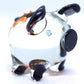 Sansukjai Pig Tiny Miniature Figurines Animals Hand Blown Glass Art Collectible Gift Decorate, V1 (Floral Metallic Orange)