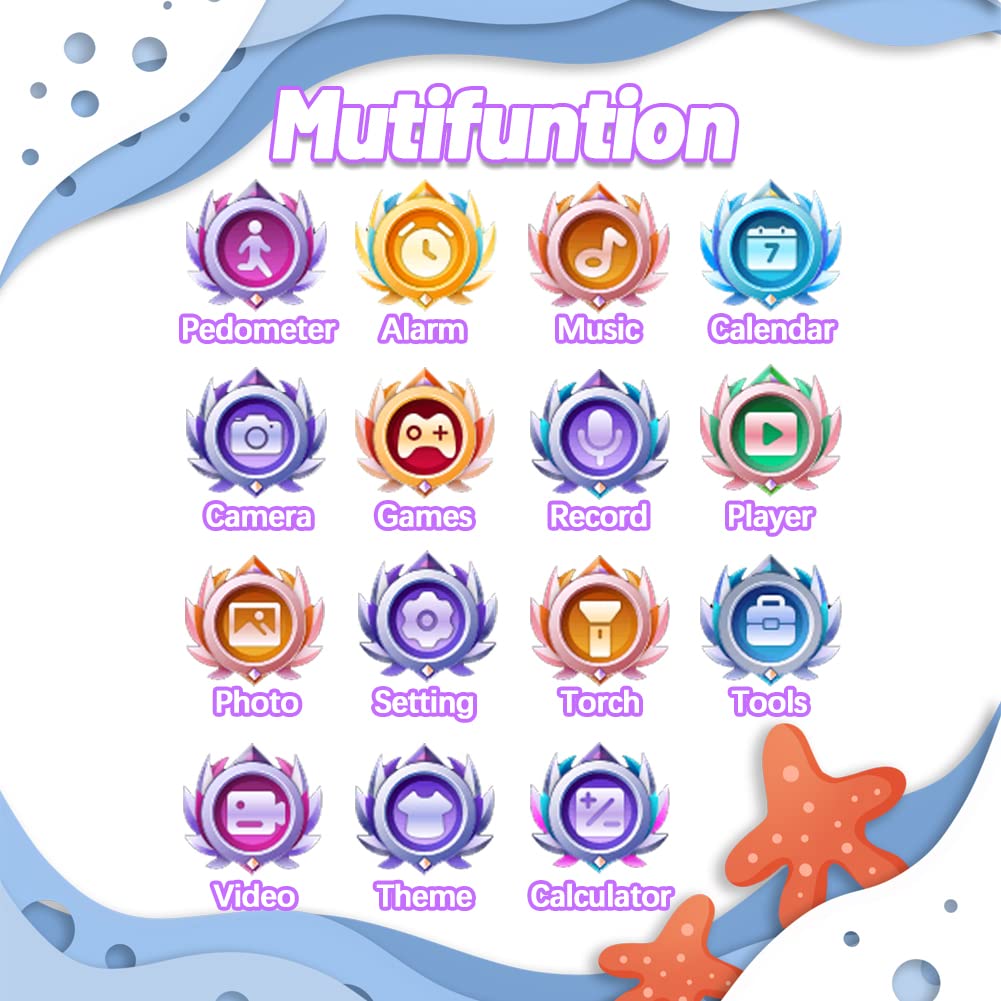 Waterproof Smart Watch For Kids 3-12 Years Boys Girls Learning Toys With 26 Puzzle Games Pedometer Camera Video Recording Music Player Alarm Timer Hd Touchscreen Toddler Watch Birthday Gift