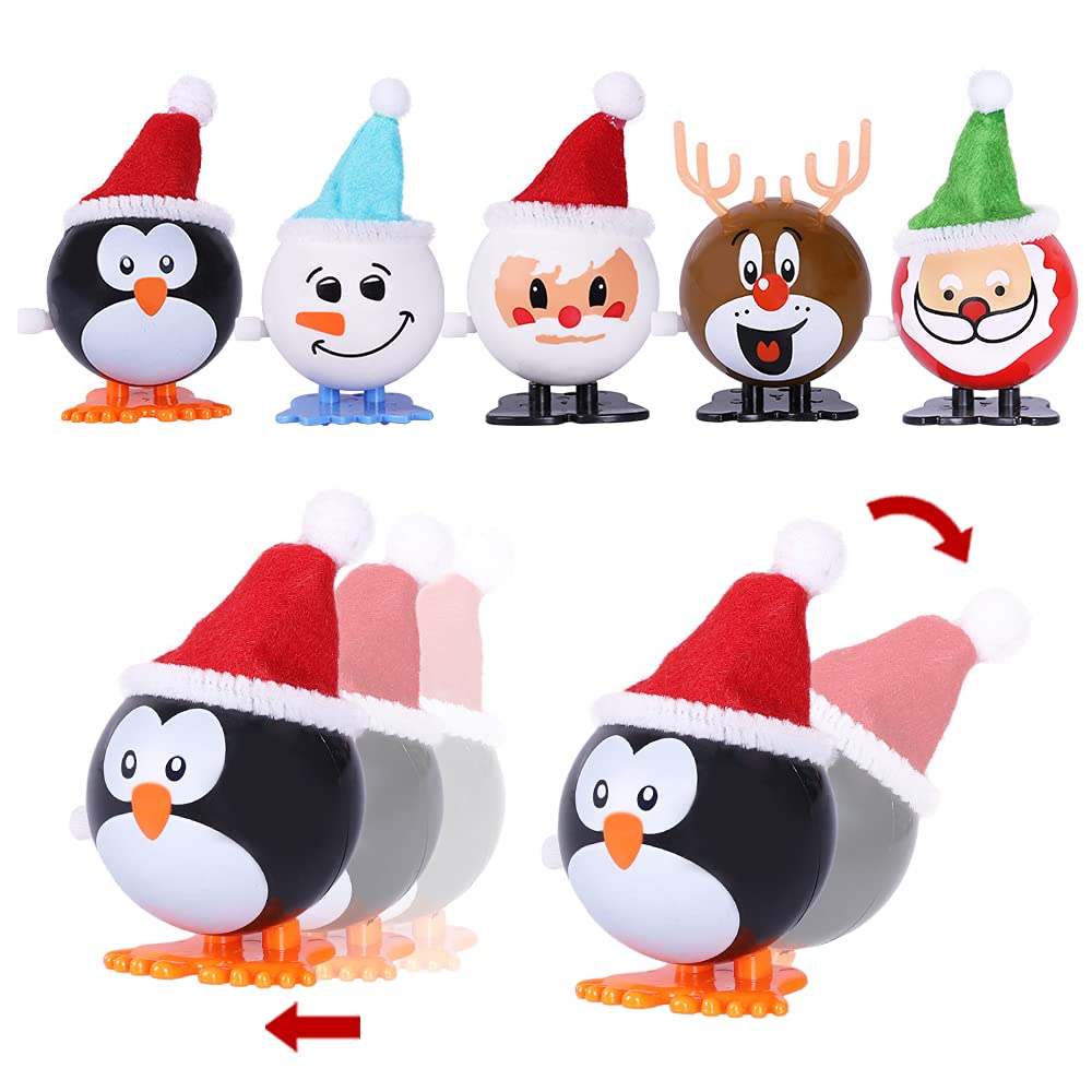 Max Fun 24 Pack Christmas Wind Up Toys - Multicolored Plastic Stocking Stuffers for Party Favors and Goody Bag Fillers