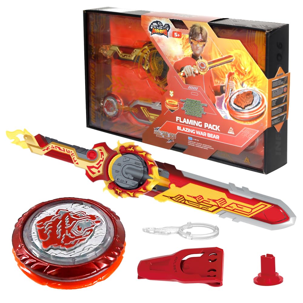 INFINITY NADO Battling Top for Boys  Metal Spinning Tops decorative replica blade Launcher  Battle Tops for Boys Girls 5 6 7 8 9 10 Years Old  Split Series Flaming Pack Blazing War Bear