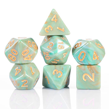 Role Playing Dice Set - 16Mm Polyhedral Dnd Dice In Mixed Colors (Orange, Dark Green, Light Green) - Perfect For Dungeons And Dr