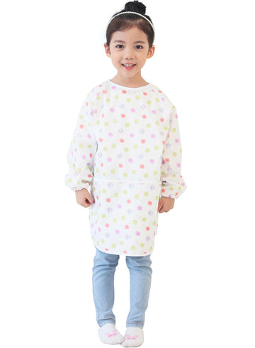 Plie Waterproof Kids Art Smocks 37 Colors (Age 1-10, S-XXL size), Pastel Dot (41-S)