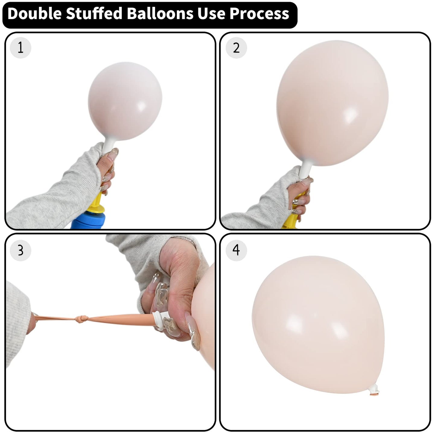 Double Stuffed Nude Balloon Garland Kit, 109 Pcs Beige Nude Balloon Arch Kit With Metallic Rose Gold Balloons, Boho Neutral Ball