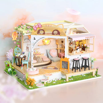 Cutebee Dollhouse Miniature With Furniture, Diy Wooden Dollhouse Kit Plus Dust Proof, Creative Room Idea