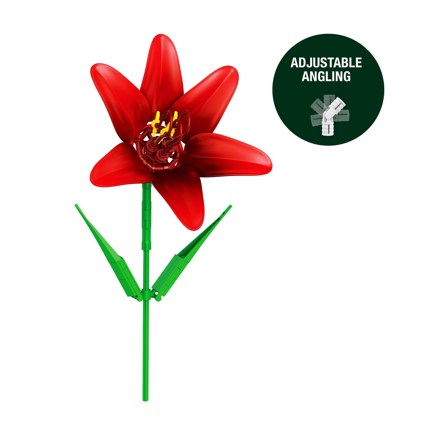Brickcraft Bricktanicals Amaryllis Bricks Building Set 49 PCS Construction Toy Realistic Red Flower Stem Model Botanical Collect