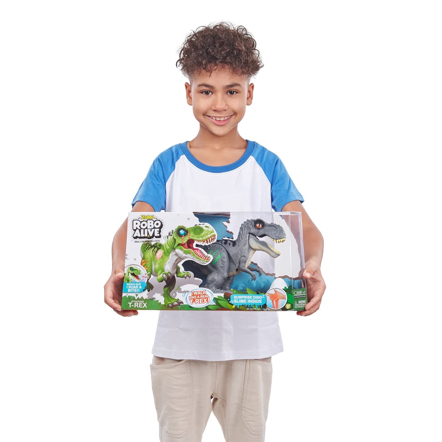 Robo Alive Attacking Grey T-Rex Battery-Powered Robotic Toy By Zuru, Dinosaur Toy, Gift For Boys 3 Years Old And Up