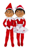 Elf On The Shelf: Christmas Plushee Pals Bundle Dark Skin Brown Eyed Boy And Girl Bundle