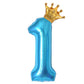 40 Inch Light Blue Number 1 And Mini Crown Balloon For 1St Birthday Party Decorations, Light Blue Birthday Party Balloons Decora