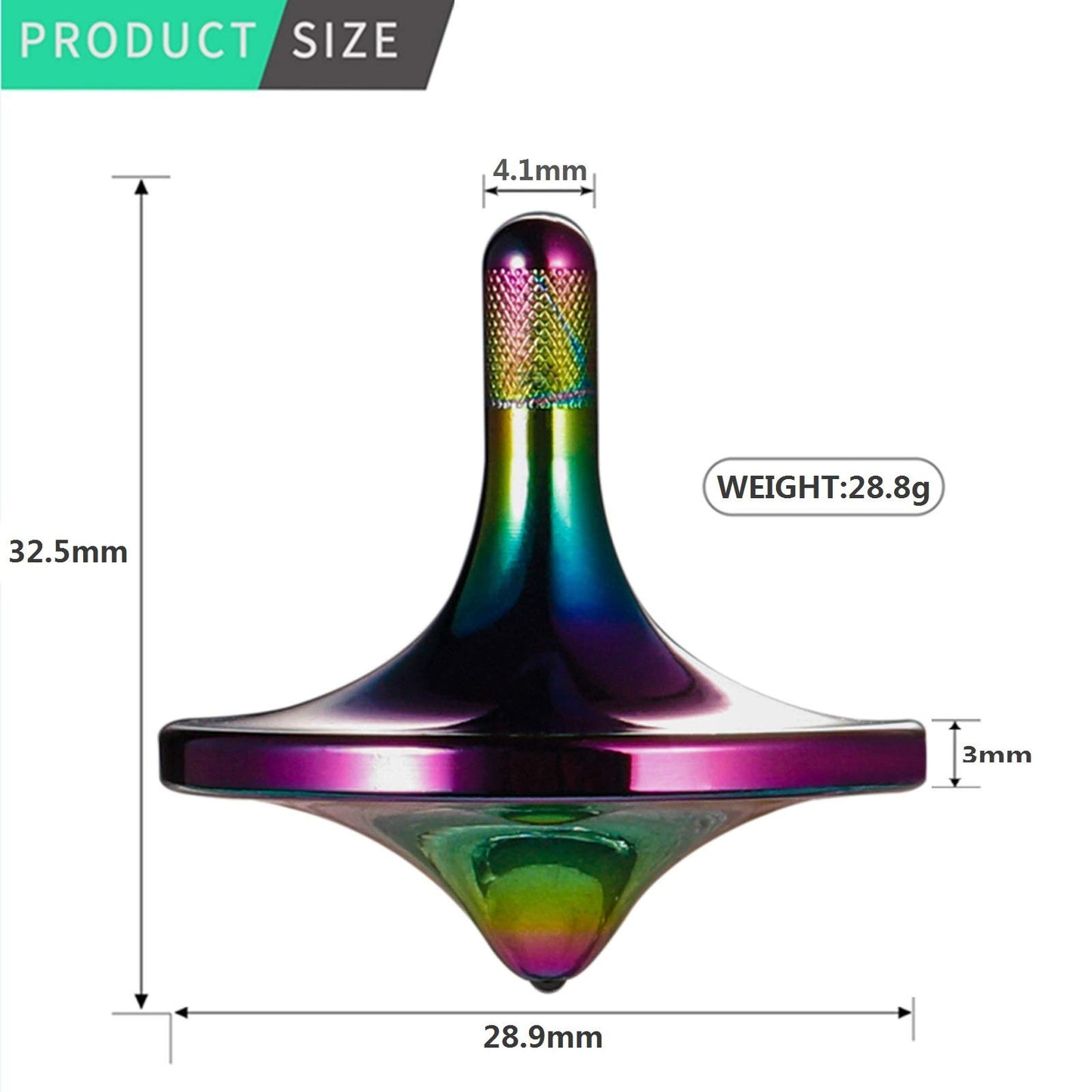 CHEETOP Stainless Steel Spinning Top  enhanced Exquisite Perfect Balance Well Made Metal Desk EDC Little Fidget Toy  Spin Long Time Over 6 Minutes  Great Value (Iridescent Medium Diameter 29mm)