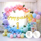 Flyloons 1St Pastel Happy Birthday Decoration Girls Kids Boys Glitter Golden Happy Birthday Banner,Pastel Balloons,Glue Dots,Arc