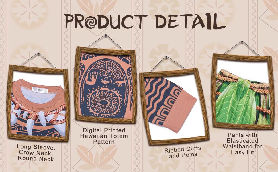 Big Eyes Fish Maui Costume Toddler Kid Maui Tattoo Novelty Long Sleeves Shirt And Pants Kids Graphic Clothing Sets Themd Party D