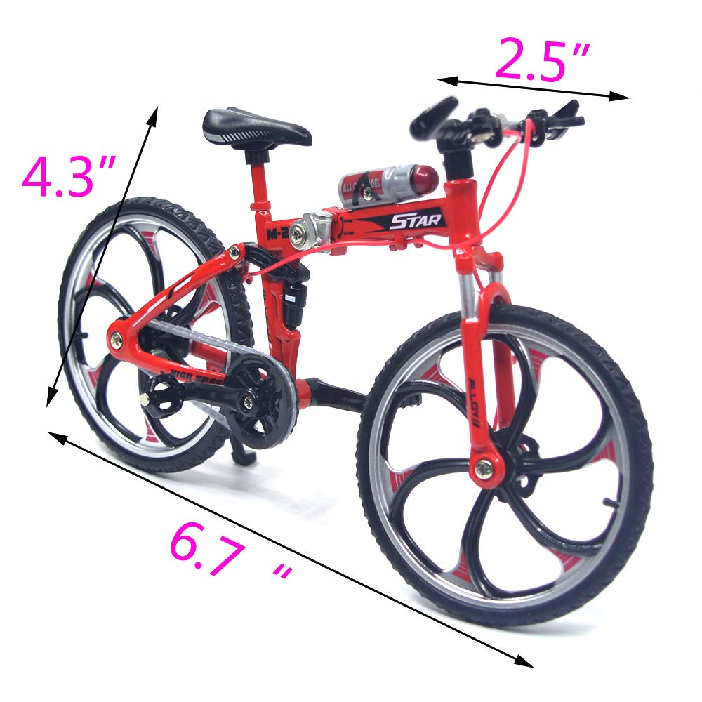 Ailejia Finger Racing Bicycle Mountain Bike Cake Topper Mini Dirt Bike Bicycle Model Cool Boy Toy (Red)