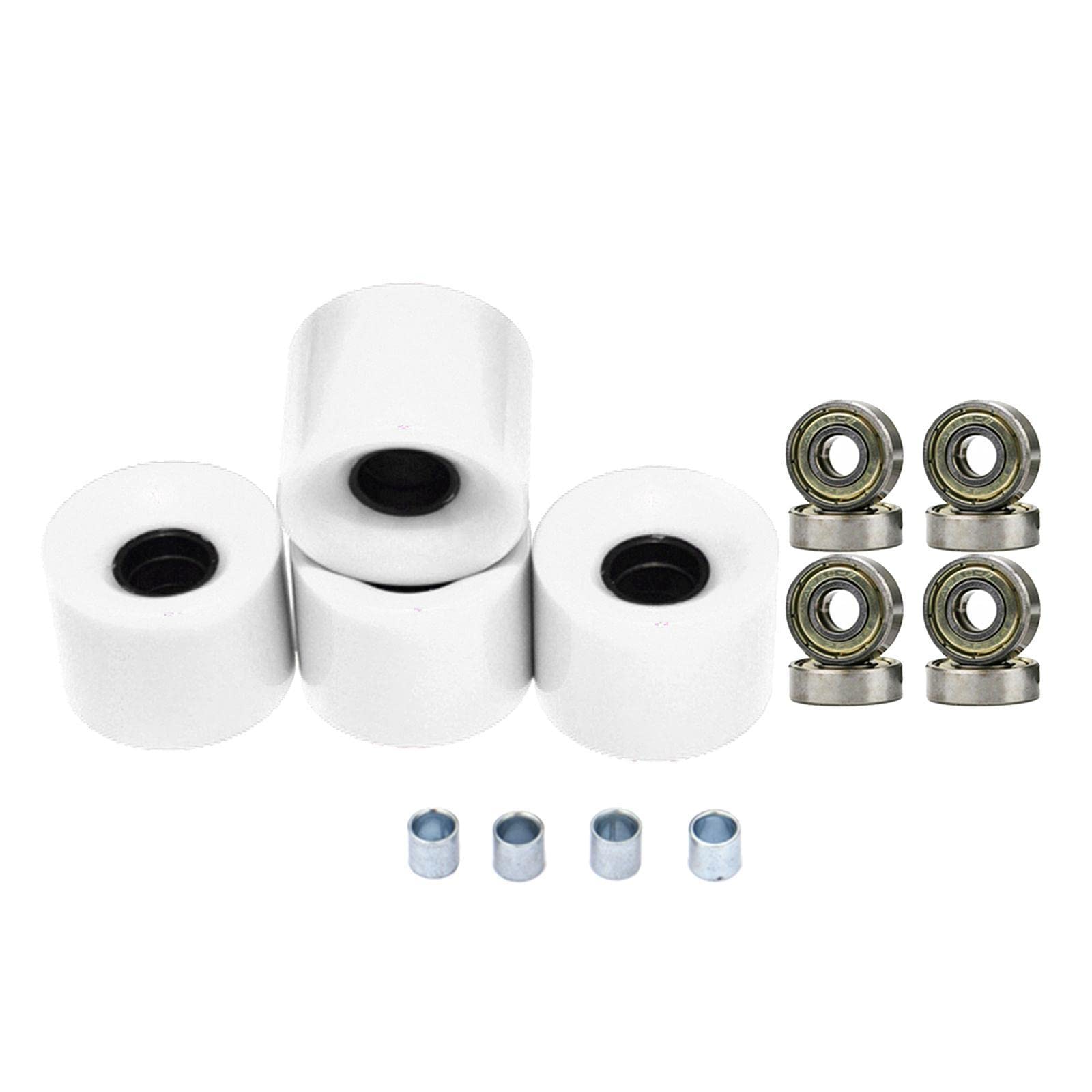 UJEAVETTE Skateboard Wheels with Bearings 60Mm Wheels Set of 4 White Gold Cover