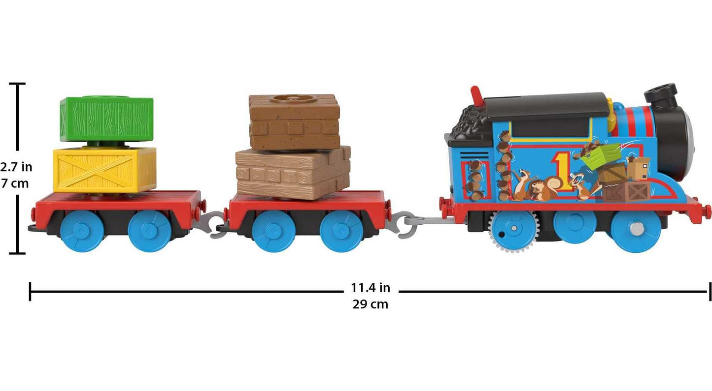 Thomas & Friends Toy Train, Wobble Cargo Thomas Motorized Engine With 2 Cargo Cars For Preschool Railway Play Ages 3+ Years