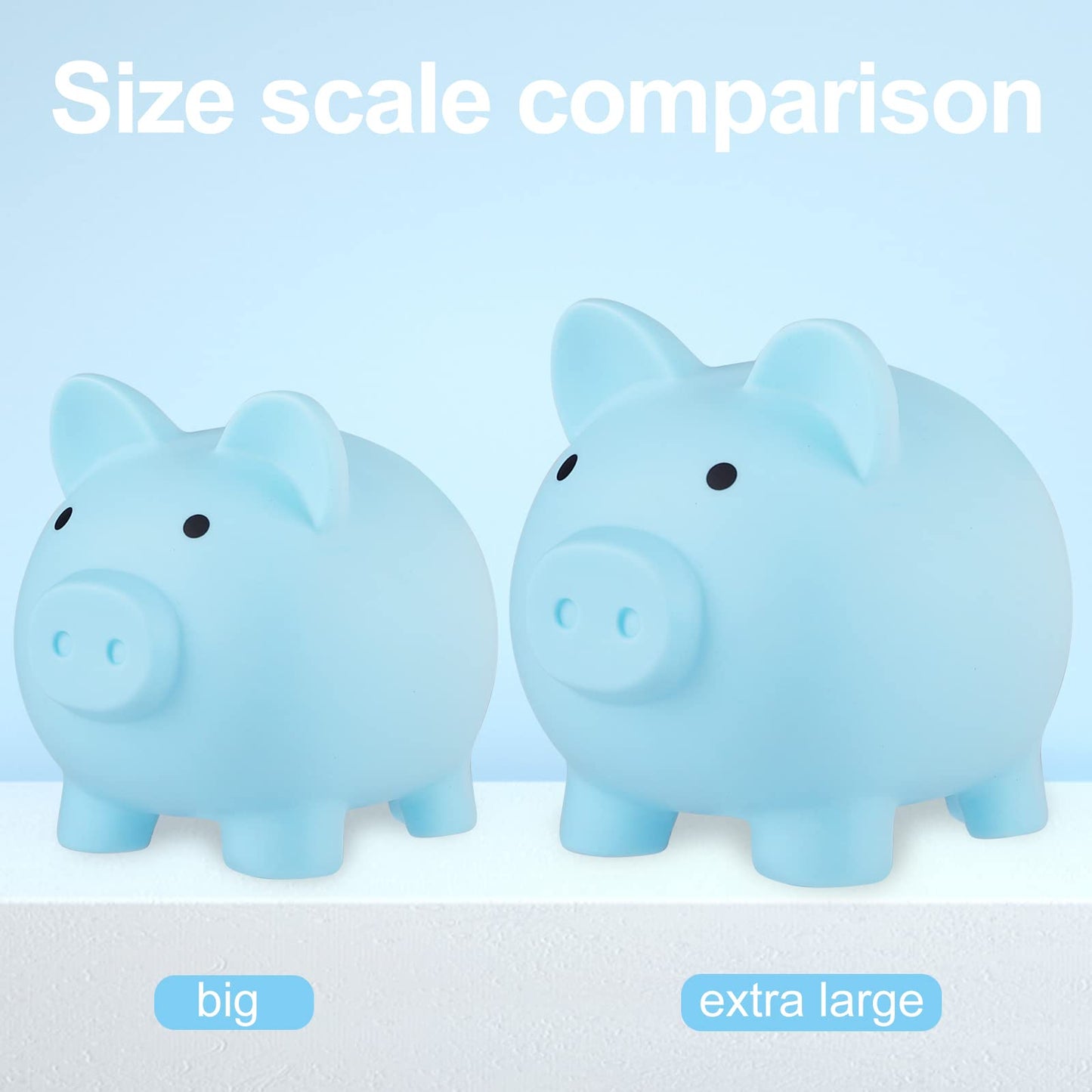 Extra Large Piggy Bank,Coin Bank For Boys And Girls,Unbreakable Plastic Money Bank,Cute Pig Money Box,Practical Gifts For Birthday, Festival, Baby Shower(Blue)