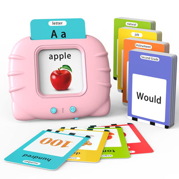 Lapare Audible Flash Cards Toys For Toddlers 2 3 4 5 6, Learn Abc Letters, Numbers 0-100,Phrases,Objects, Adjectives, And More Dolch Sight Words, 280 Cards With 560 Words/Phrases (Pink)