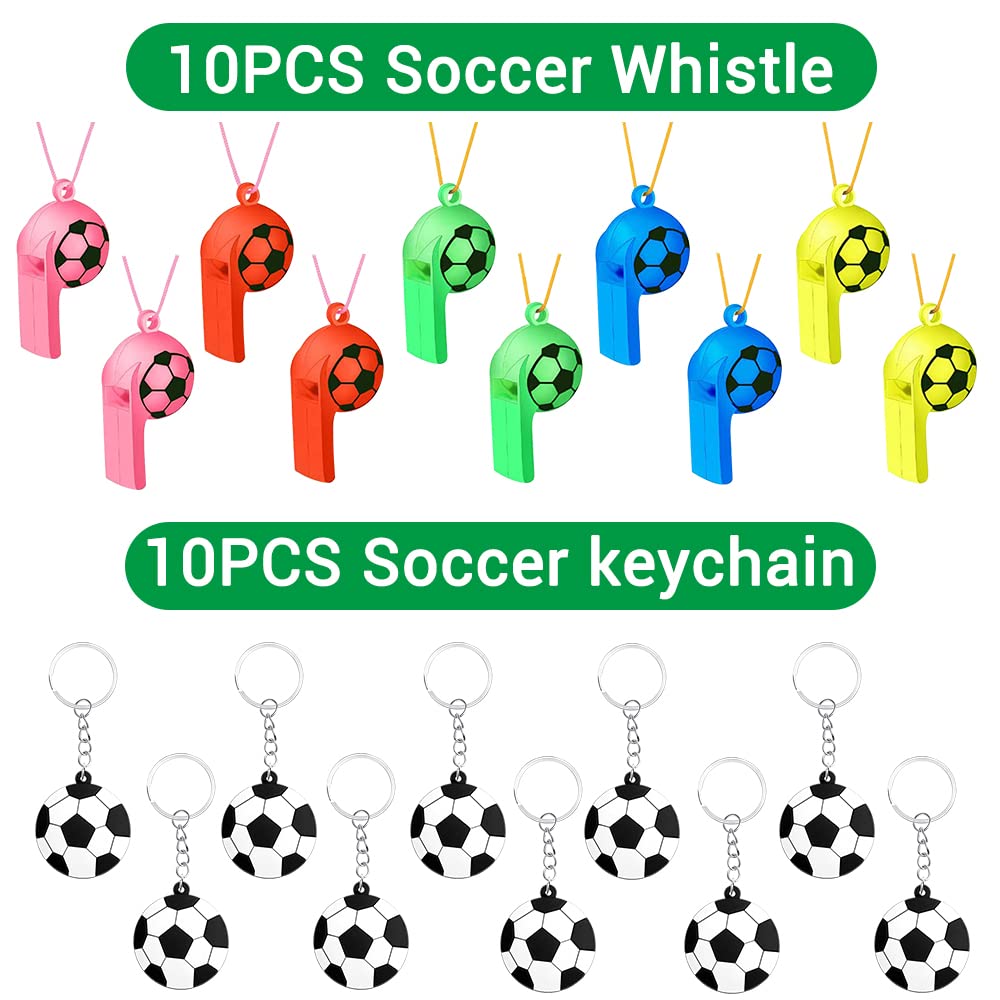 Yujun 112 Pcs Soccer Party Favors Set - Fidget Spinners, Slap Bracelets, Whistles, Tattoos, Stickers, Keychains For Kids' Soccer-Themed Birthday Party